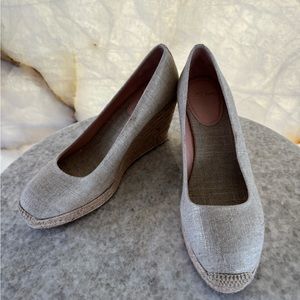 J Crew Seville espadrille wedges in metallic canvas size 10